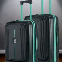 Nasher Miles Alexandria Polypropylene Set of 2 S/M Grey Teal Trolley Bags (55-65 cm)-12
