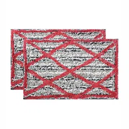 Aura 2-Pcs Red & Grey Katli Pattern Microfibre Super Soft Anti-Skid Bath Mats-9