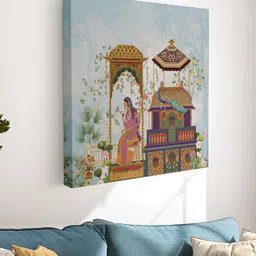 Myntra Elegant Homes Blue & Gold-Toned Rajasthani Queen Canvas Wall Art-image-47