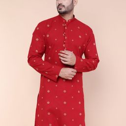 W & G Geometric Printed Mandarin Collar Pure Cotton Kurta With Trousers-picture-18