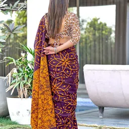 KALINI Floral Printed Block Print Saree image 4