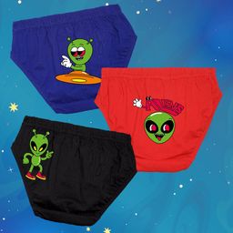 NUSYL Boys Pack Of 3 Alien Printed Mid Rise Basic Briefs - NUBCBRFPO3.0137-picture-20
