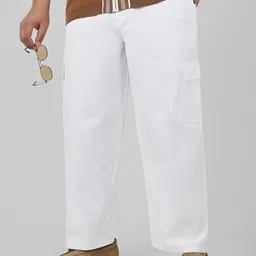 Urbano Plus Men Loose Baggy Fit Solid Cargo Chino Pant with 6 Pockets Non-Stretchable-image-8