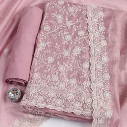 Meena Bazaar Floral Embroidered Thread Work Unstitched Dress Material-26