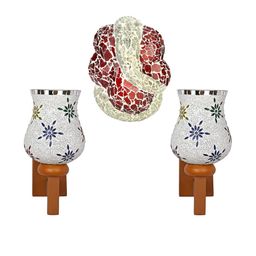 Somil Indore Mosaic Decorative Lamp Combo of Matching Wall Lamp & Blessing God Ganesh Wall Lamp, Multi Compatible with LED, Size: 14.5 X 14.5 X 28 Cm, Pack of 3.-image-70