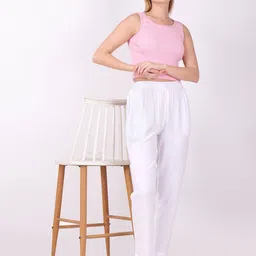 GO GAZAB Women Solid Cotton Straight Palazzos-image-87