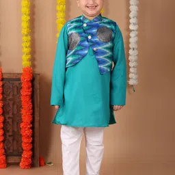 Here&Now X Kinder Kids Boys Regular Pure Cotton Kurta with Trousers-48