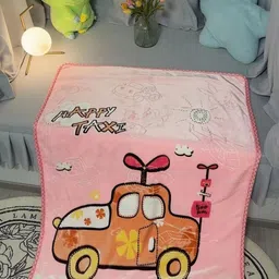 Butterthief Pink & Brown Cartoon Characters Mink Heavy Winter 210 GSM Single Bed Blanket-image-93