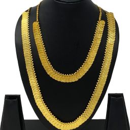 Gold Plated Laxmi Coin Necklace Chain Gold-plated Plated Brass Necklace Set-image-7