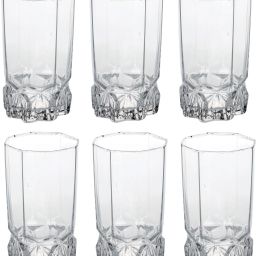 afast New Designer Drinking Set Of One Jar With Lid & Six Glass Transparent & Clear-JG48 Jug Glass Set image 2