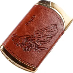 Refillable Windproof Brown Leather Finish Eagle Embossed Lighter - Pocket Lighter - Windproof Jet Flame ( Without Fuel - Empty Lighter) Pocket Lighter-19