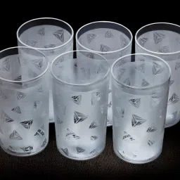 (Pack of 6) Premium Quality Unbreakable Diamond Design Drinking Glass Set Water/Juice Glass-27
