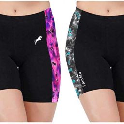 Pack of 2 Printed Women Reversible Black Gym Shorts, Compression Shorts, Swim Shorts, Cycling Shorts, Sports Shorts-image-4