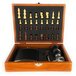 8 OZ Hip Flask Chess Set with 1 Bottle Opener, 2 Shot Glasses, 1 Funnel 1 - Piece Bar Set-image-3