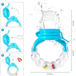 vadhavan Pack of 2 BPA-Free Silicone Food Nibbler for Fruit and Veggie with Rattle Handle Feeder image 5