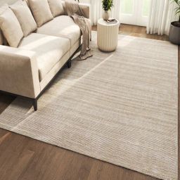 Ivory Solid Wool and Viscose 4 ft X 6 ft Hand Woven Carpet-image-84