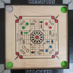 2 in 1 Ludo & Carrom 20 inches with Coins, Powder, Stricker, Ludo Tokens &Dice 50.8 cm Carrom Board-image-97