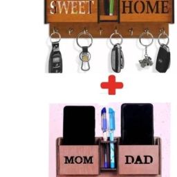 Wooden Designer Key Holder For Home Decor, Pack Of 2 Wood Key Holder-image-10