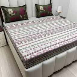Pure Decor Lifestyle Green Printed Pure Cotton 380 TC King Bedsheet Set -2.74 m x 2.74 m-image-16