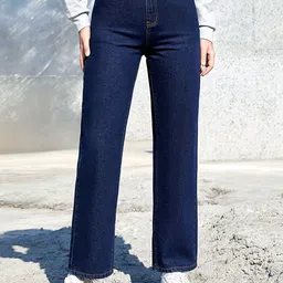 NU CLOTHS Women Wide Leg High-Rise Stretchable Jeans-picture-1