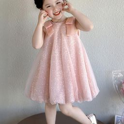 LULU & SKY Girls Embellished Round Neck Shoulder Straps Balloon Dress-image-81