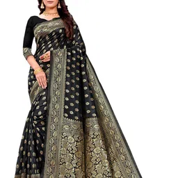 KALINI Woven Design Zari Silk Blend Kanjeevaram Saree-image-95