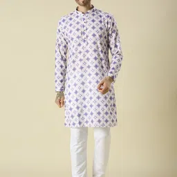 Be Desi Men Floral Embroidered Regular Kurta with Pyjamas-picture-47