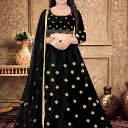 F Plus Fashion Girls White Velvet Semi-Stitched Lehenga Choli-image-52