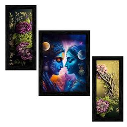 Indianara Blue & Green 3 Piece Canvas Religious Wall Paintings-picture-10