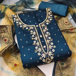 SHADOW & SAINING Geometric Woven Design Beads And Stones Unstitched Dress Material-image-50