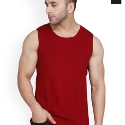 SLOWLORIS Pack Of 2 Round Neck Sleeveless Bio-Wash Cotton Gym Vests-picture-11