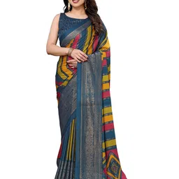 Sadika Striped Zari Silk Blend Saree-picture-42