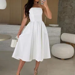 bebe Off-Shoulder Midi Fit & Flare Dress-image-34
