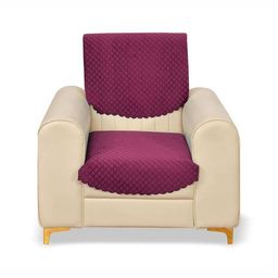 Fashion Throw Pink Checked Velvet 2 Piece Sofa Cover-image-61