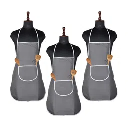 Aura Grey 3 Pieces Checked Apron With Center Pocket-6