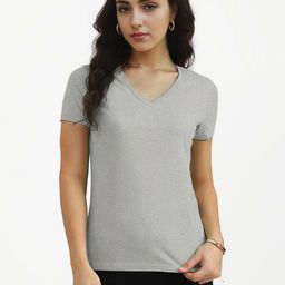 Radprix Women V-Neck Cut Outs T-shirt-image-115
