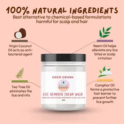 Coco Crush Set Of 3 Lice Removal Hair Cream & Shampoo - 50 ml Each With Comb image 3