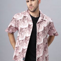 The Roadster Lifestyle Co. Men Relaxed Cuban Collar Abstract Printed Cotton Casual Shirt-image-88