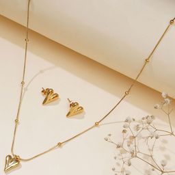 JEWILLEY Gold Plated Anti Tarnish Waterproof Little Heart Pendant Set-41