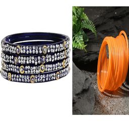 SOMIL Set of 28 Blue Alloy Bangles-image-87