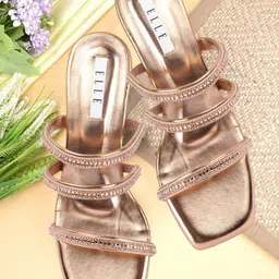 ELLE Women Embellished Ethnic Block Sandals-12