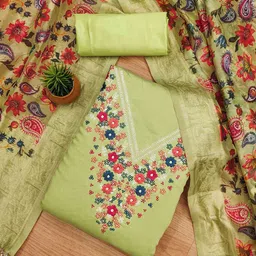 DIVASTRI Floral Embroidered Sequinned Roman Silk Unstitched Dress Material-image-30