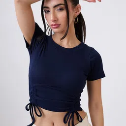 SZN Ribbed Tie-Up Crop Fitted Top-image-59