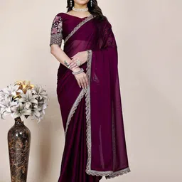 MADHUR HAND WORK ART Striped Sequinned Tissue Saree-picture-14