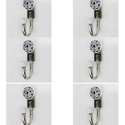 IndianShelf 6 Pcs Ceramic & Zinc Floral Clothes Hanger for Wall Coat Hooks-image-61