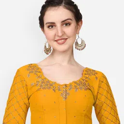HERE&NOW Embroidered Silk Round Neck Saree Blouse-picture-22