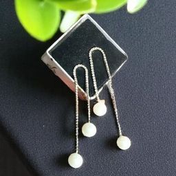CIKIT Pearls Beaded And Stone Studded Tasselled Spherical Drop Earrings-image-83