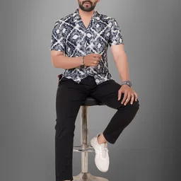 Metronaut Men Regular Fit Cuban Collar Abstract Printed Casual Shirt-image-58