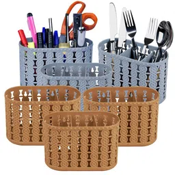 Kuber Industries Grey Pack of 6 Self Design Stationery Organizer With 3 Compartments-19