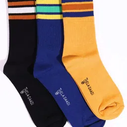 Thela Gaadi Pack Of 3 Calf Length Striped Socks-image-88